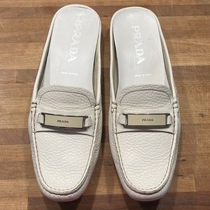 Prada White leather loafer sz 38
